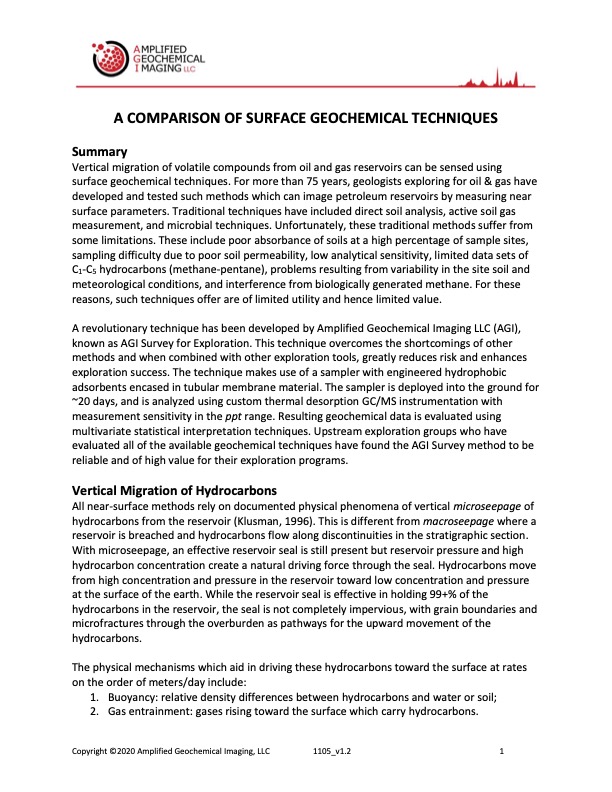 Comparison of Geochemical Techniques