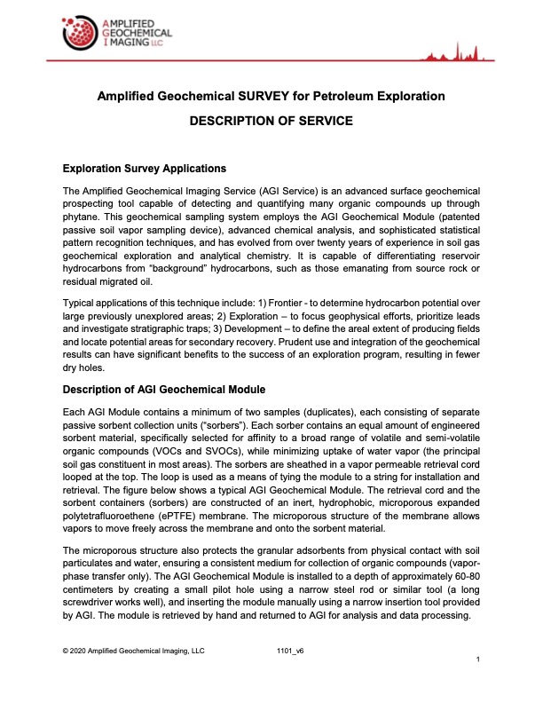 AGI Passive Samplers for Passive Soil Gas Collection Description of Services